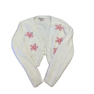 Willow & Wind flower print cream colored cardigan.